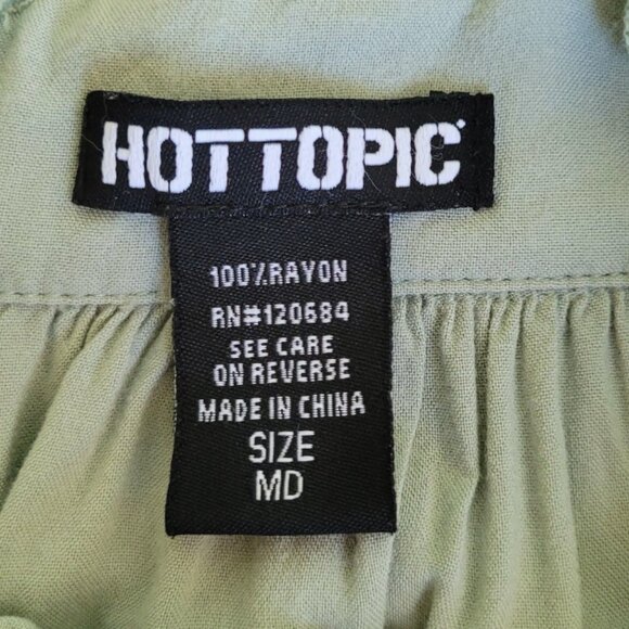 Hot Topic Ruffle Suspender Skirt Frogs Strawberries Cottagecore Kawaii Teal M - Picture 8 of 9